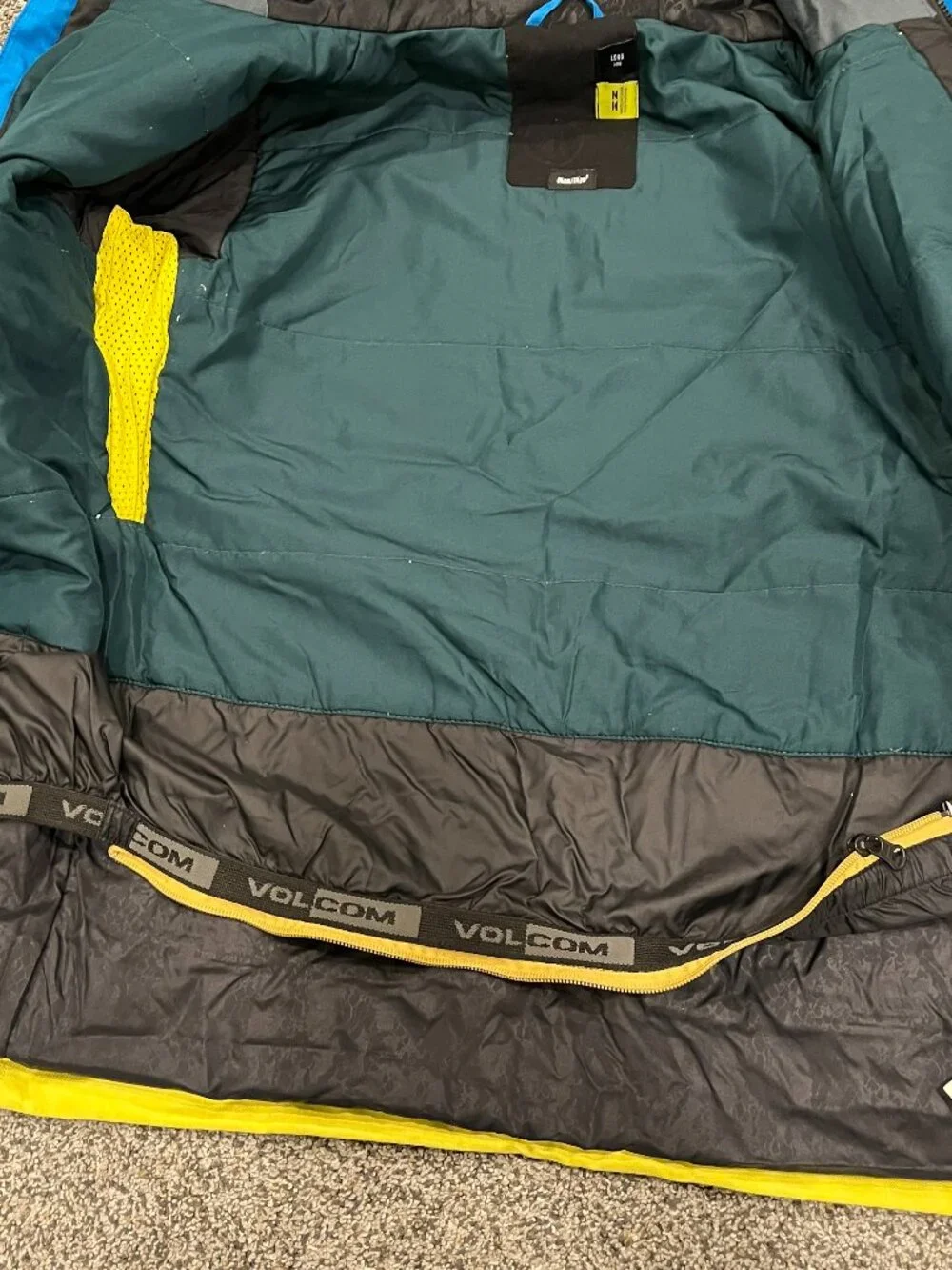 Volcom Kids Medium Long Woodland Insulated Ski Snowboard Blue Yellow Jacket
